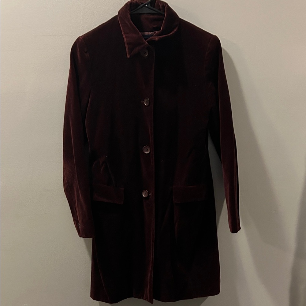 Vintage Gap Womens Velvet Long Coat - Burgundy